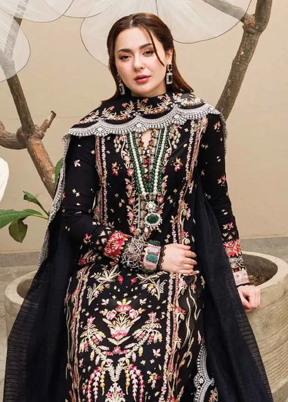 Qalamkar 3Pc Embroidered Lawn Suit With Embroidered Cotton Net Dupatta
