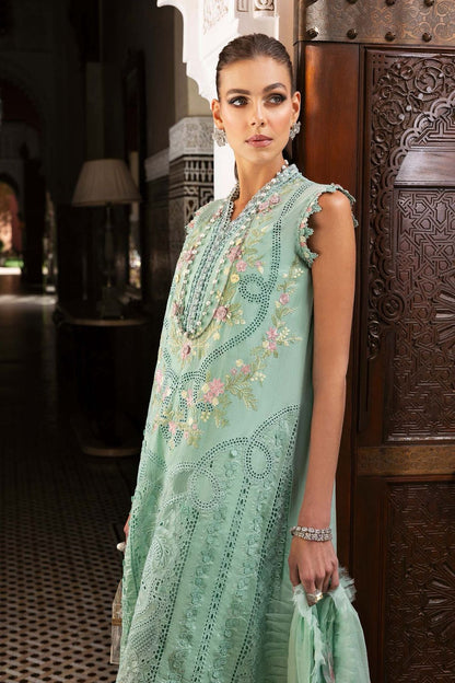 Maria B. 3Pc Embroidered Lawn Suit With Digital Printed Textured Net Dupatta