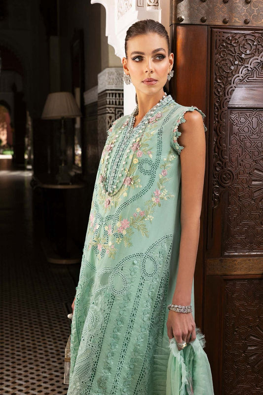 Maria B. 3Pc Embroidered Lawn Suit With Digital Printed Textured Net Dupatta