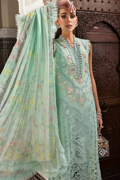 Maria B. 3Pc Embroidered Lawn Suit With Digital Printed Textured Net Dupatta