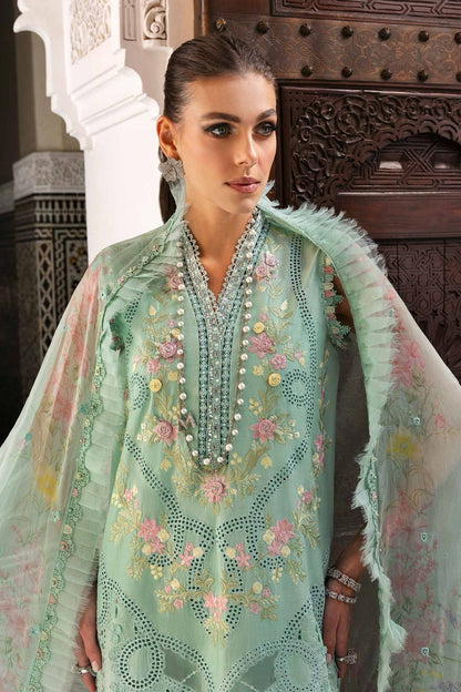 Maria B. 3Pc Embroidered Lawn Suit With Digital Printed Textured Net Dupatta