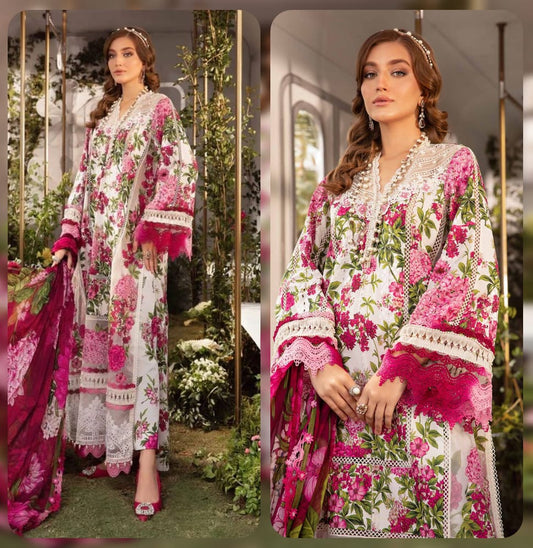 Maria B. 3Pc Printed Lawn Suit With Digital Printed Lawn Dupatta