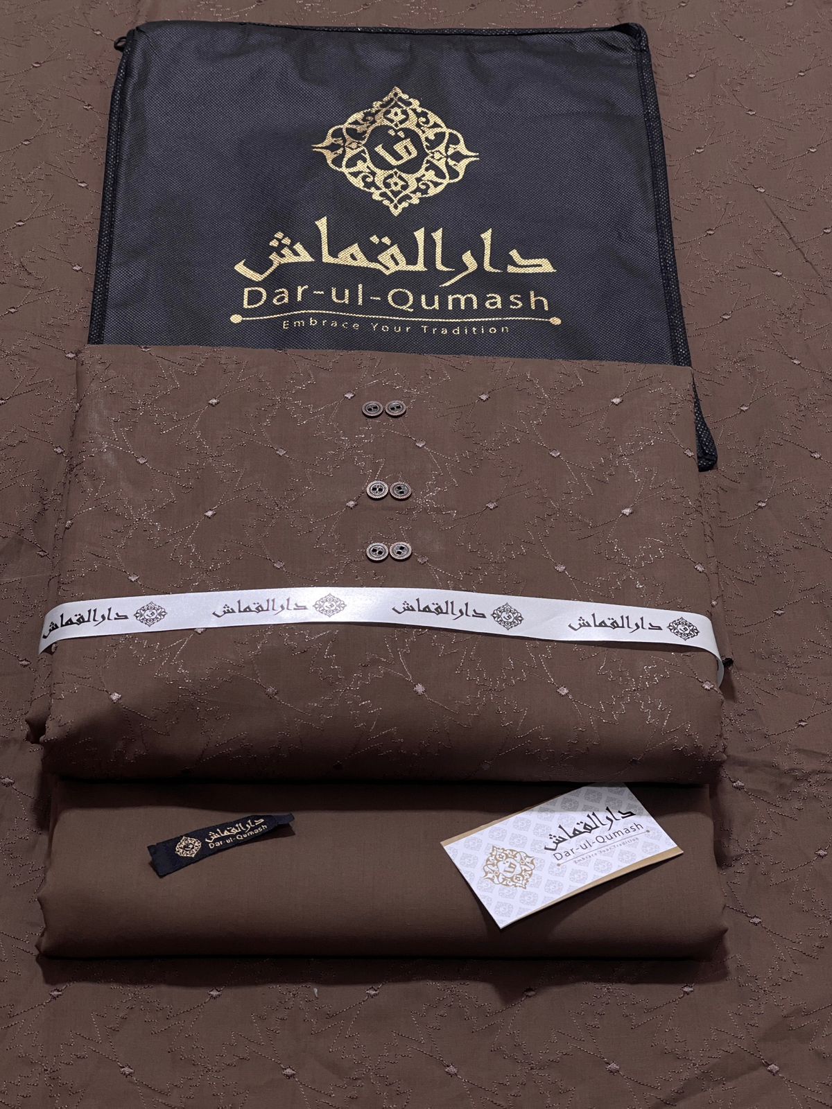 Dar - Ul - Qumash Embroidered Soft Cotton Unstitched Mens Suit