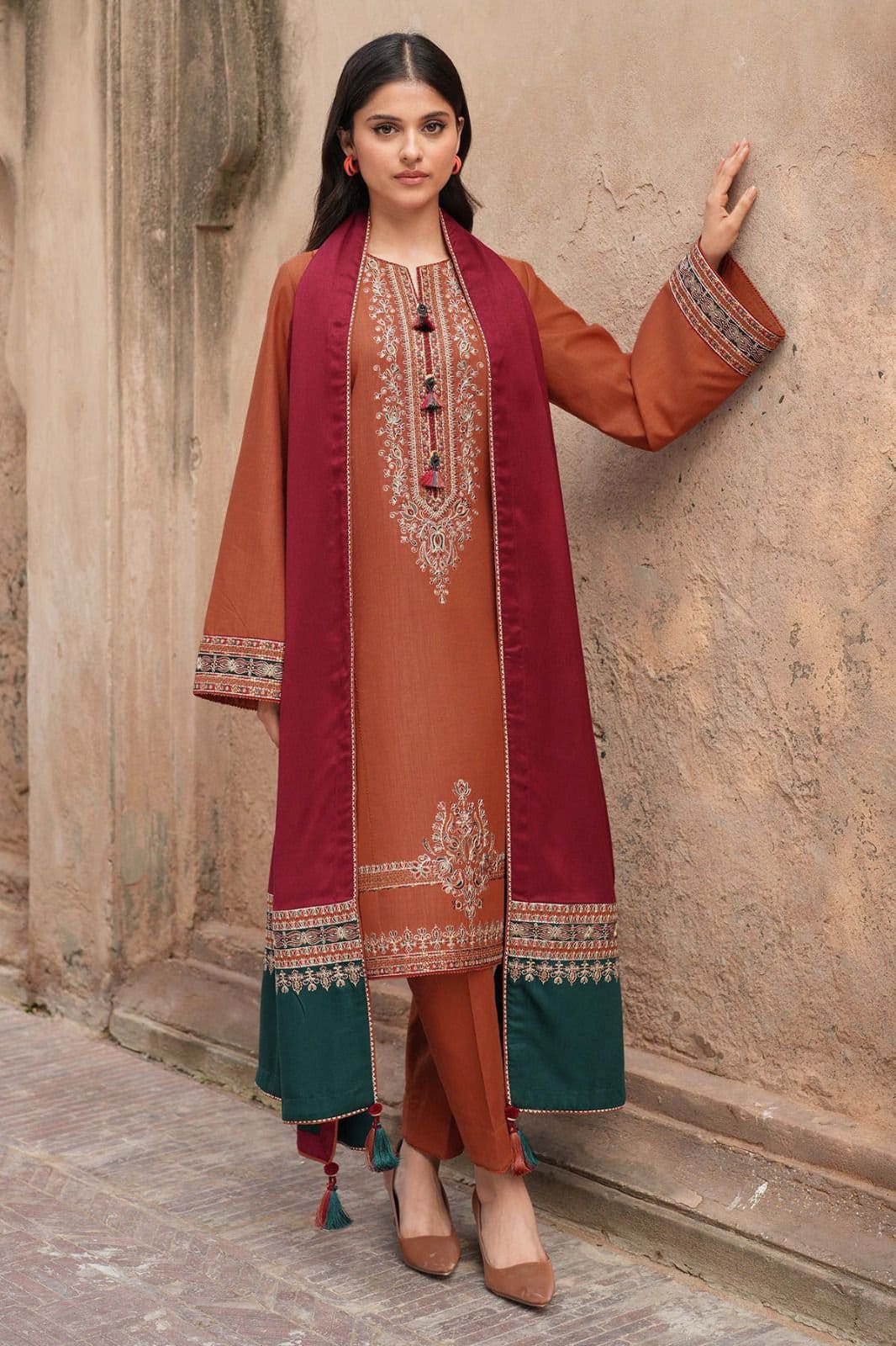 Jazmin 3Pc Embroidery Lawn Suit With Digital Printed Diamond Zari Dupatta
