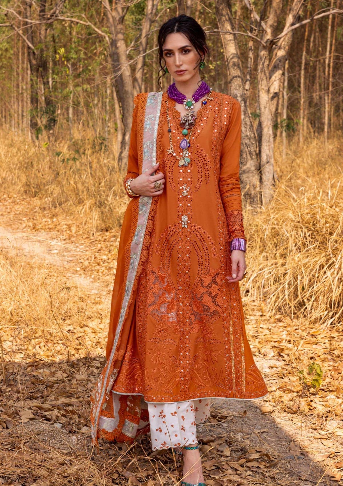 Saira Shakira 3Pc Embroidered Lawn Suit With Lawn Silk Dupatta