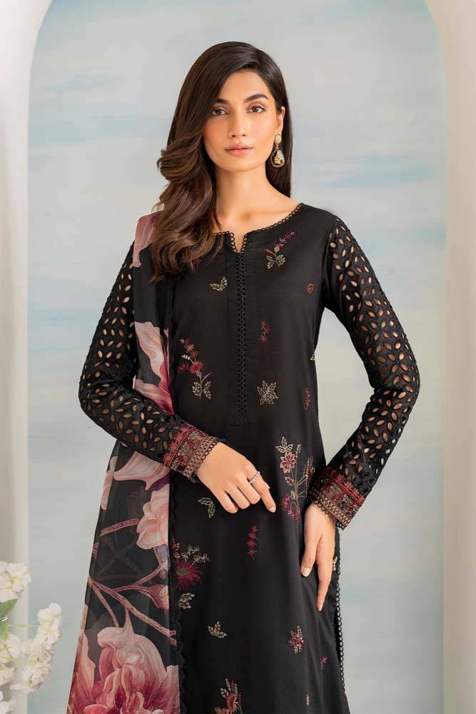 Iznik 3Pc Embroidered Lawn Suit With Digital Printed Diamond Dupatta