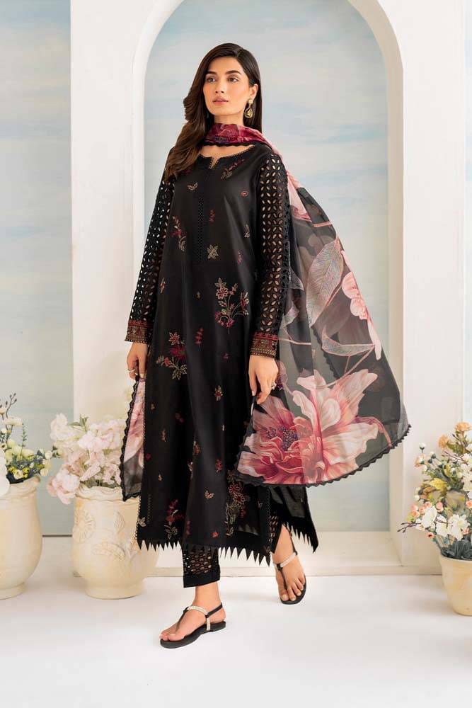 Iznik 3Pc Embroidered Lawn Suit With Digital Printed Diamond Dupatta