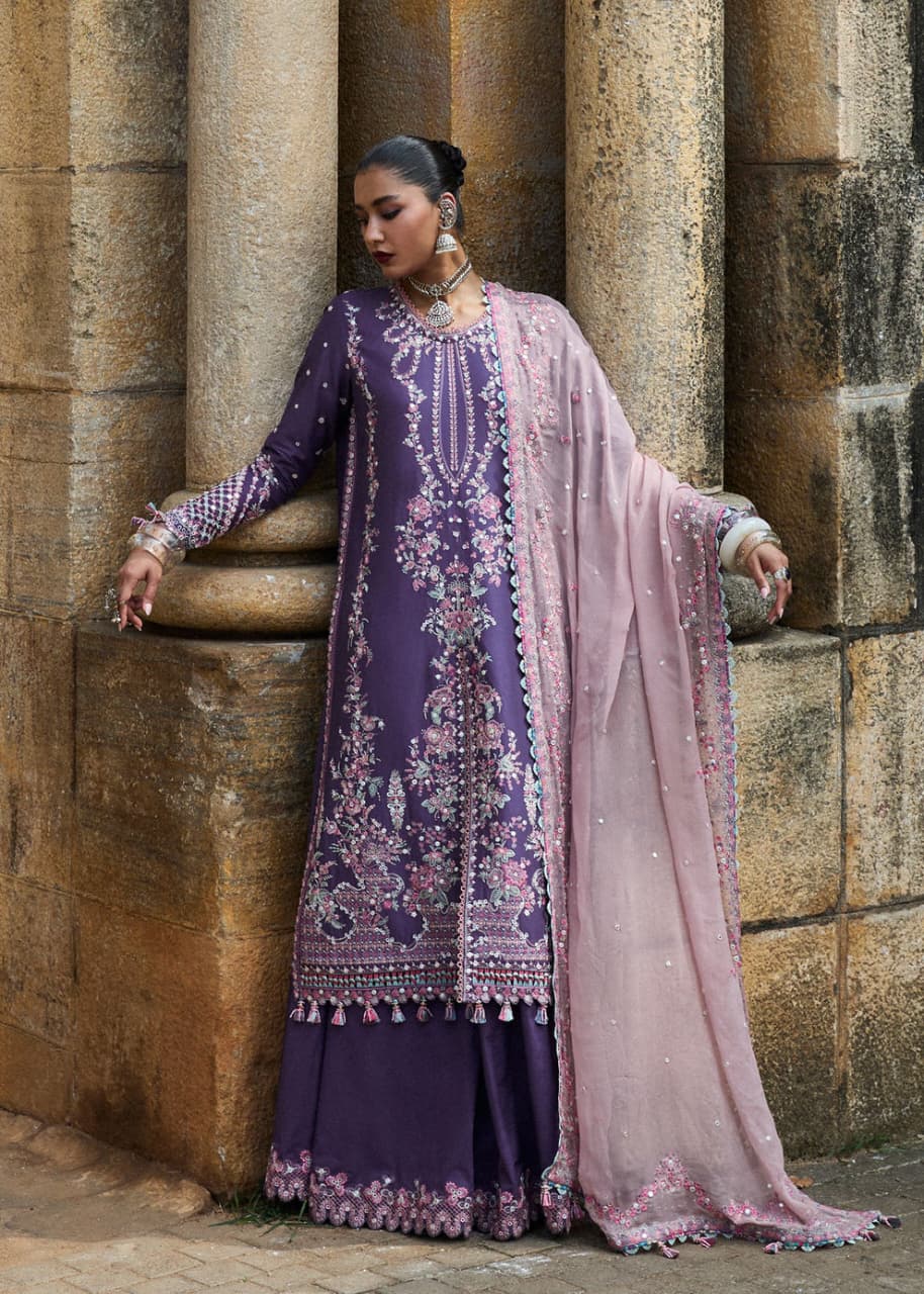 Hussain Rehar 3Pc Embroidered Lawn Suit Embroidered Monark Dupatta