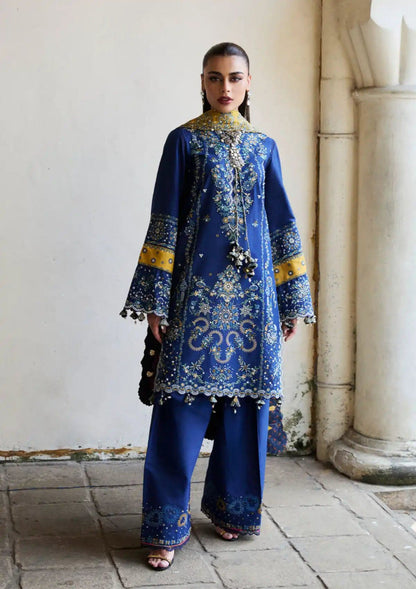 Hussain Rehar 3Pc Embroidered Lawn Suit With Embroidered Monark Dupatta