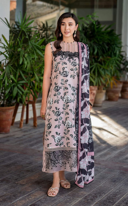 Asifa & Nabeel 3Pc Embroidered Lawn Collection Printed Chiffon Dupatta