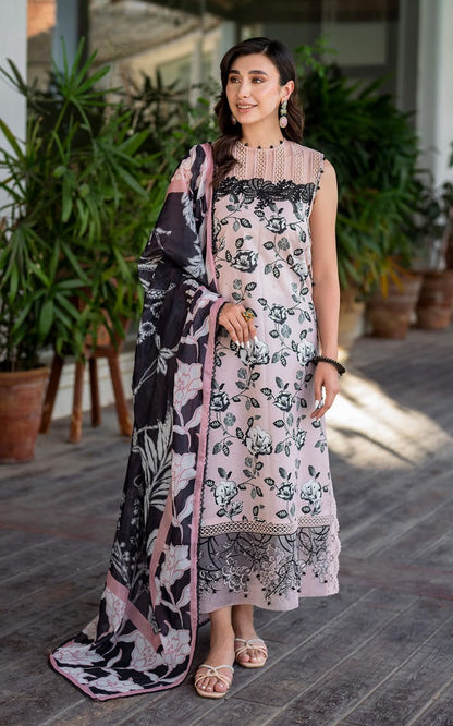 Asifa & Nabeel 3Pc Embroidered Lawn Collection Printed Chiffon Dupatta