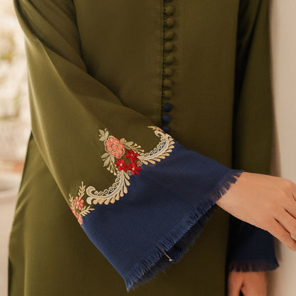 2Pc Cotton Embroidered Stitched Suit