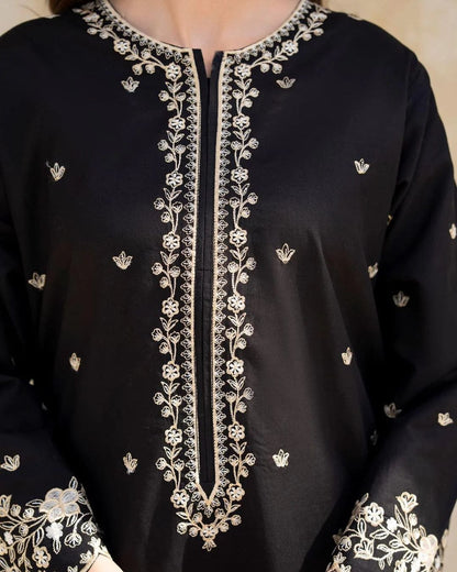 2Pc Cotton Embroidered Stitched Suit
