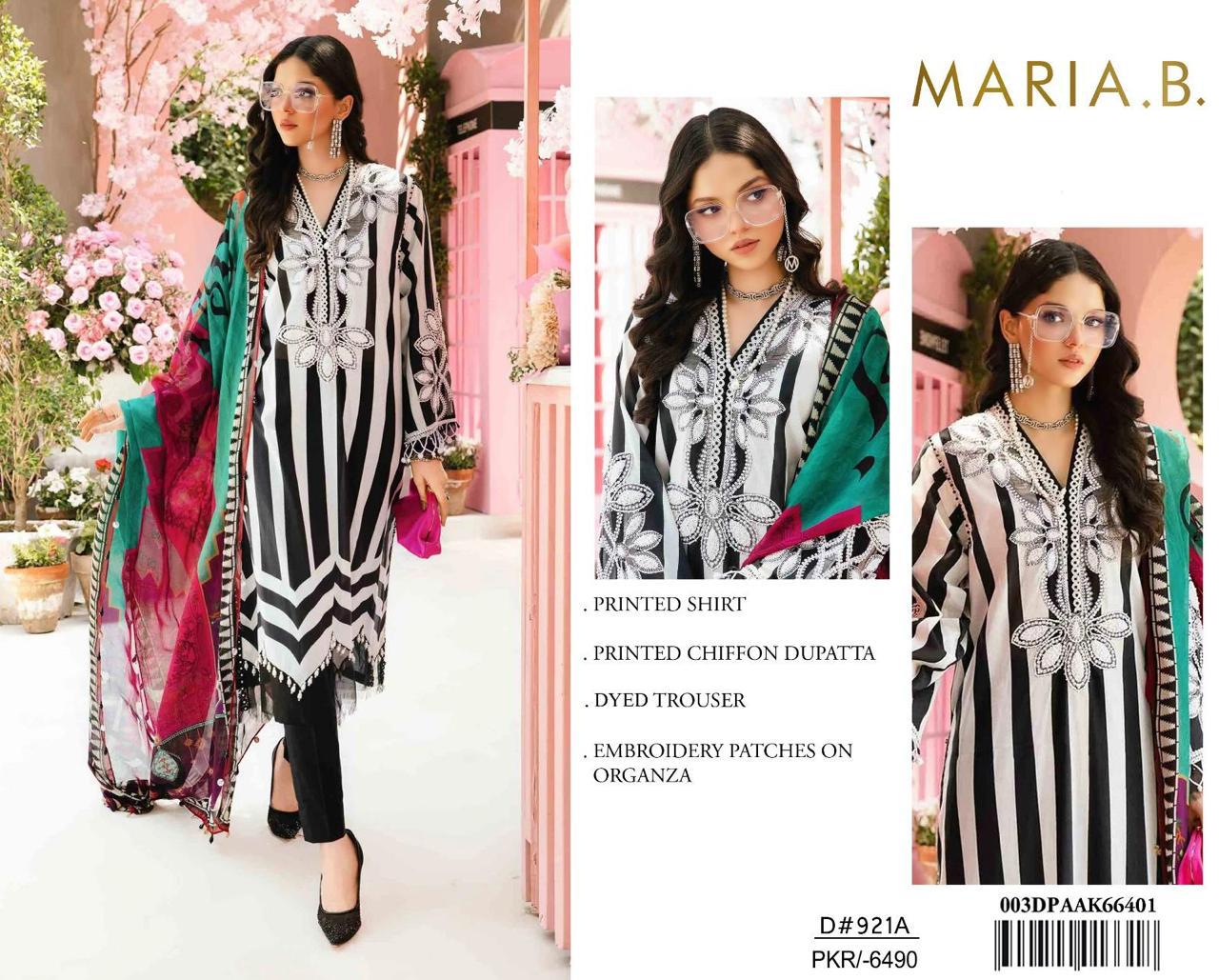 3Pc Embroidered Lawn Suit With Digital Printed Chiffon Dupatta