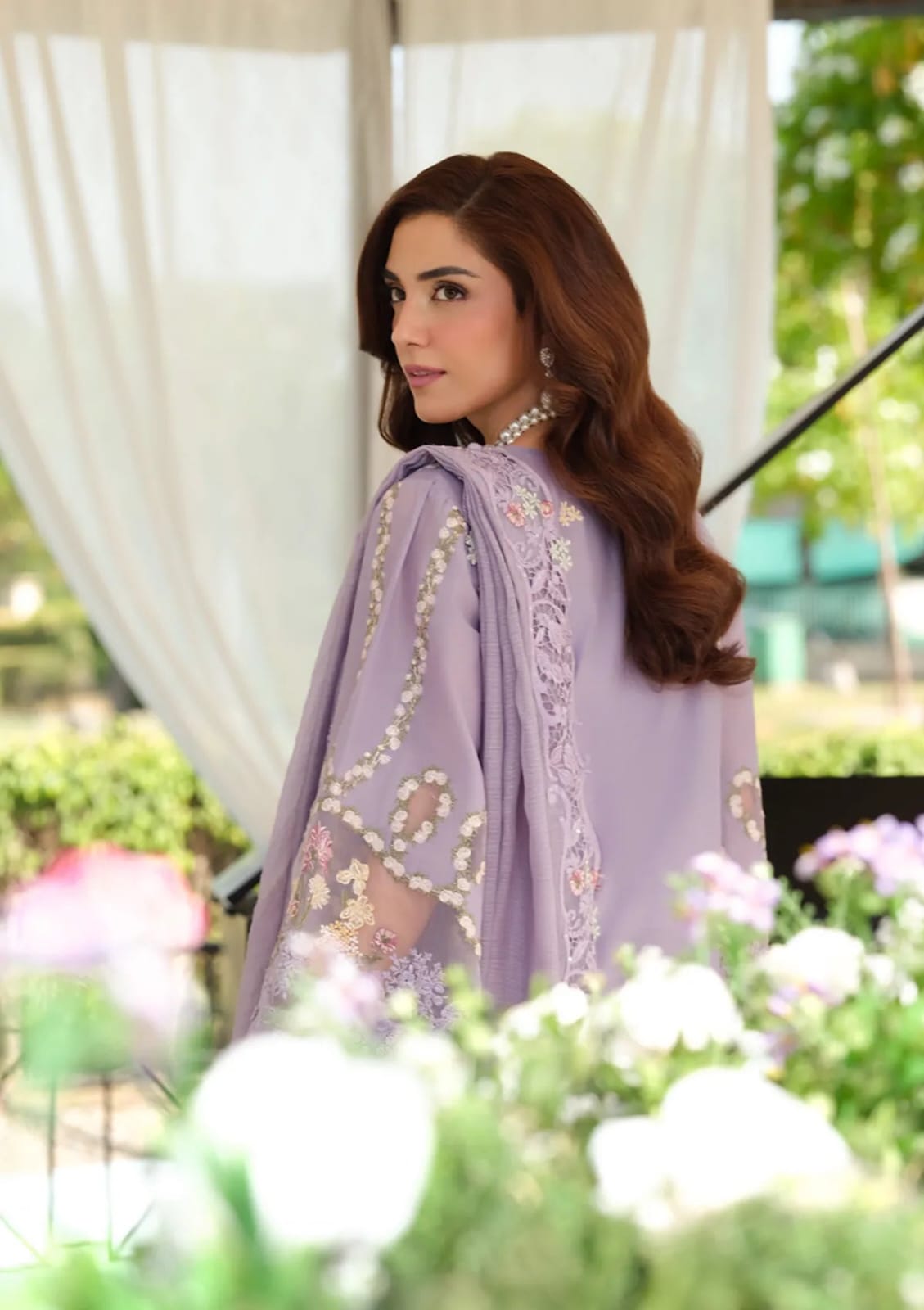 Elaf Premium Luxury Lawn Collection Heavy Embroidery Suit with Organza Dupatta