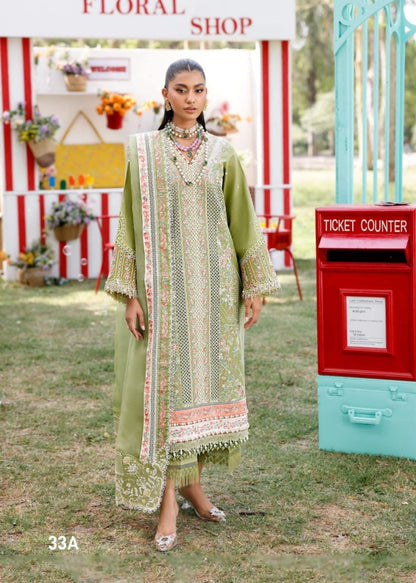 Bin Ilyas Luxury Lawn Collection Heavy Embroidery Suit with Organza Dupatta
