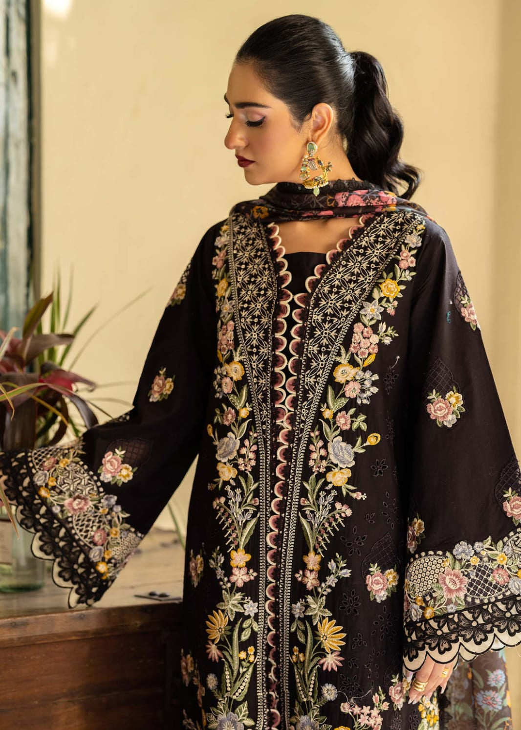 Maryam Hussain Luxury Lawn Collection Heavy Embroidery Suit with Cotton Voile Dupatta