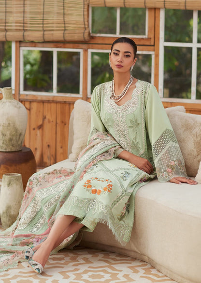 Crimson Luxury Lawn Collection Heavy Embroidery Suit with Khaddi Net Dupatta