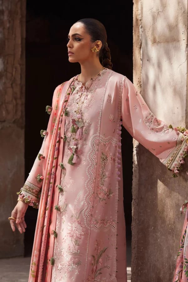 Elaf Luxury Lawn Collection Heavy Embroidery Suit with Cotton Voile Dupatta