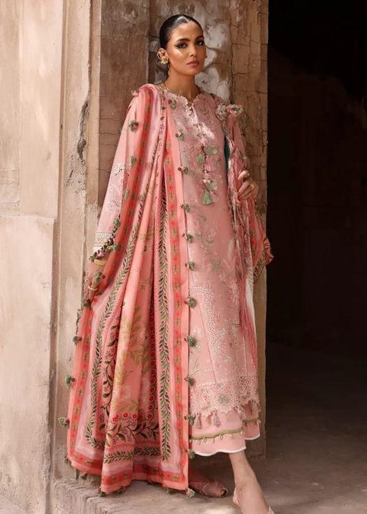 Elaf Luxury Lawn Collection Heavy Embroidery Suit with Cotton Voile Dupatta