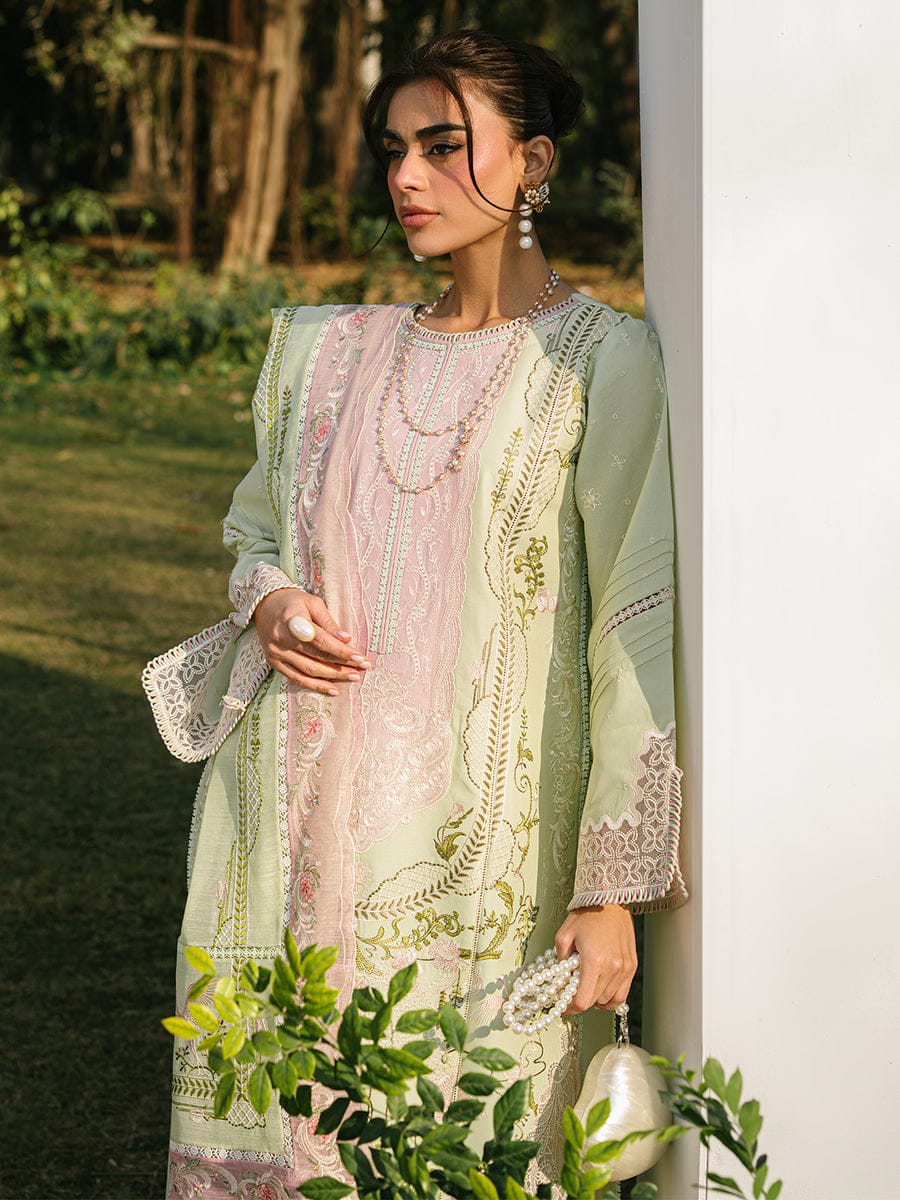 Bin Ilyas Luxury Lawn Collection Heavy Embroidery Suit with Cotton Net Dupatta