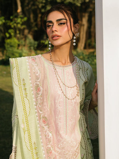 Bin Ilyas Luxury Lawn Collection Heavy Embroidery Suit with Cotton Net Dupatta