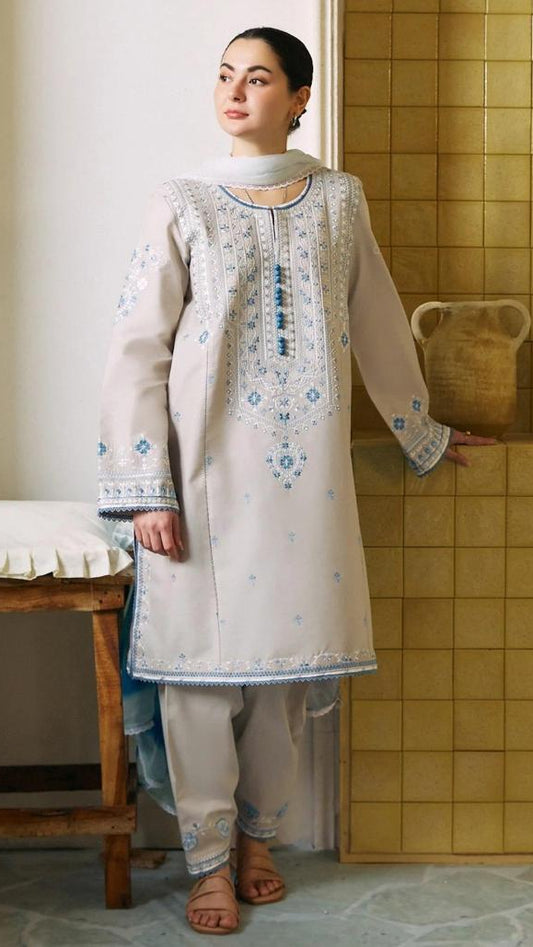 Embroidered Lawn Collection Heavy Embroidery Suit with Chiffon Printed Dupatta