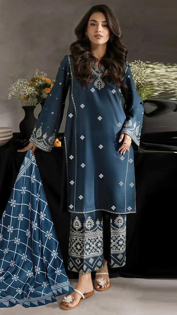 Embroidered Lawn Collection Heavy Embroidery Suit with Chiffon Printed Dupatta