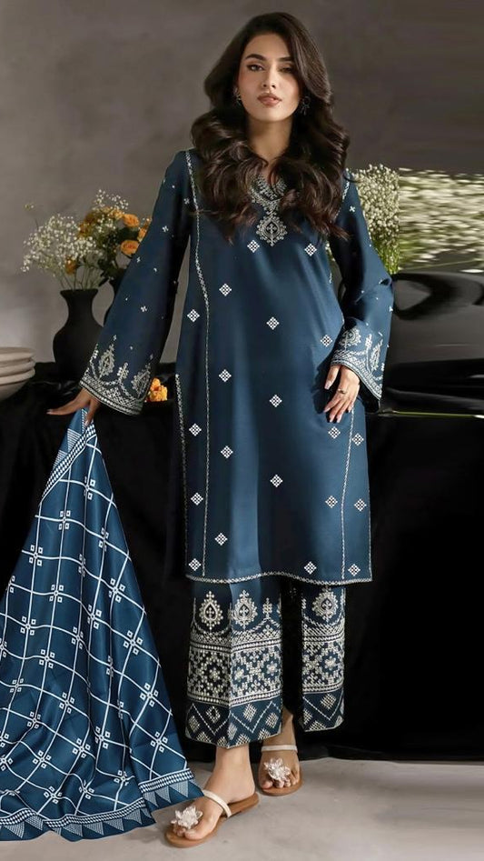 Embroidered Lawn Collection Heavy Embroidery Suit with Chiffon Printed Dupatta