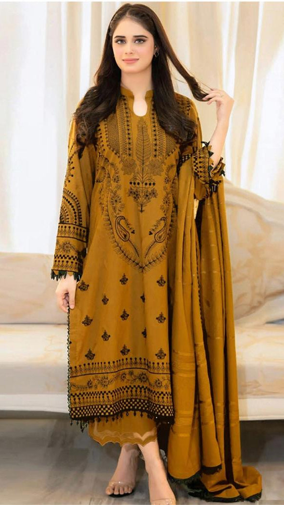 Embroidered Lawn Collection Heavy Embroidery Suit with Chiffon Printed Dupatta