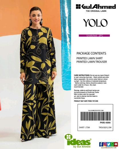 Gul Ahmad Co-ords Sets - Digital Printed Shirt & Trouser with Original Stamp