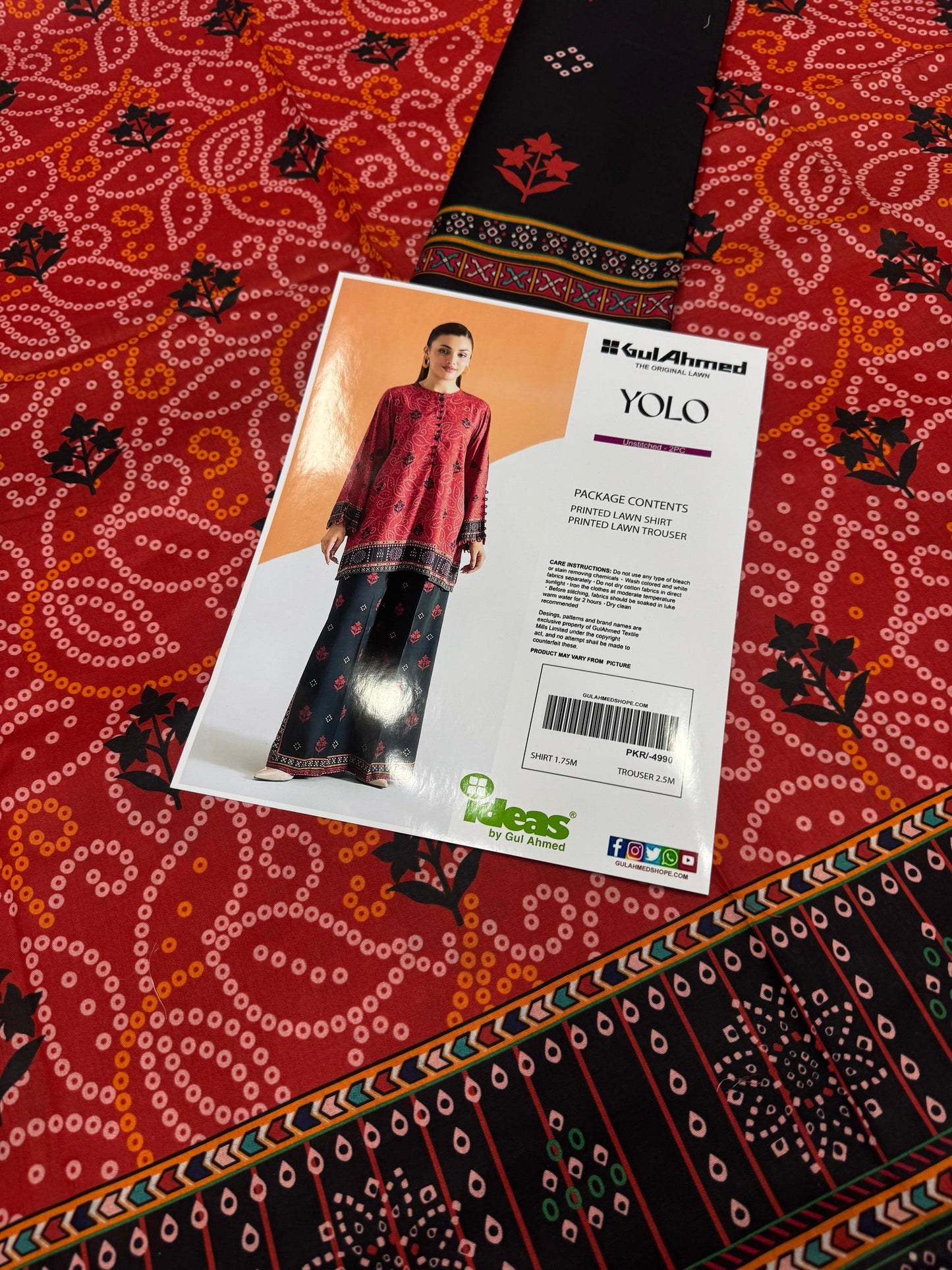 Gul Ahmad Co-ords Sets - Digital Printed Shirt & Trouser with Original Stamp