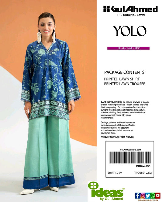 Gul Ahmad Co-ords Sets - Digital Printed Shirt & Trouser with Original Stamp