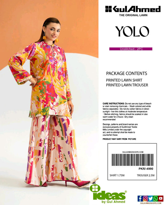 Gul Ahmad Co-ords Sets - Digital Printed Shirt & Trouser with Original Stamp