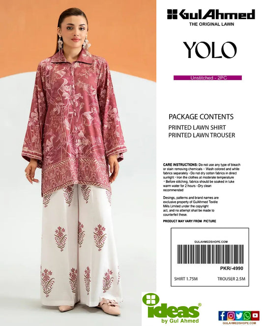 Gul Ahmad Co-ords Sets - Digital Printed Shirt & Trouser with Original Stamp