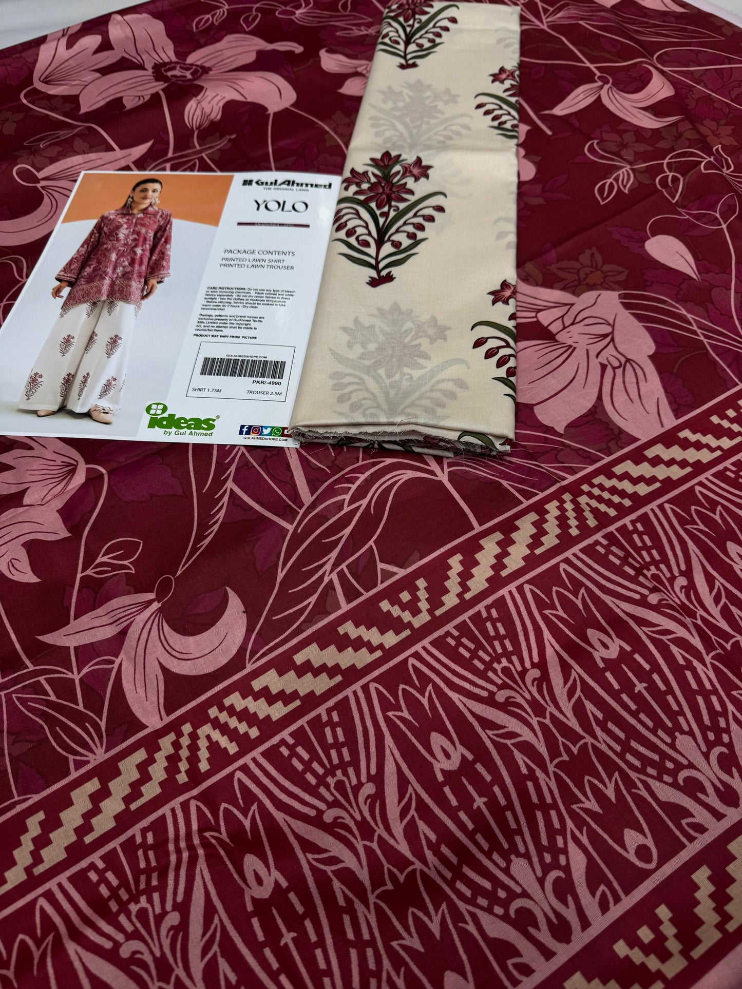 Gul Ahmad Co-ords Sets - Digital Printed Shirt & Trouser with Original Stamp