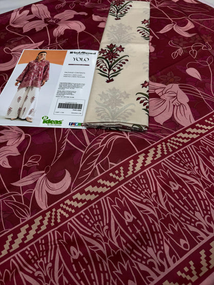 Gul Ahmad Co-ords Sets - Digital Printed Shirt & Trouser with Original Stamp