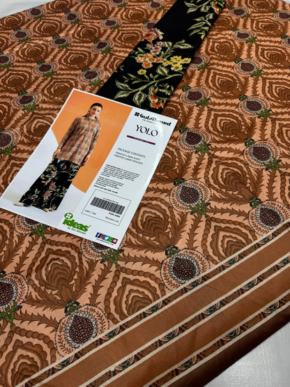 Gul Ahmad Co-ords Sets - Digital Printed Shirt & Trouser with Original Stamp