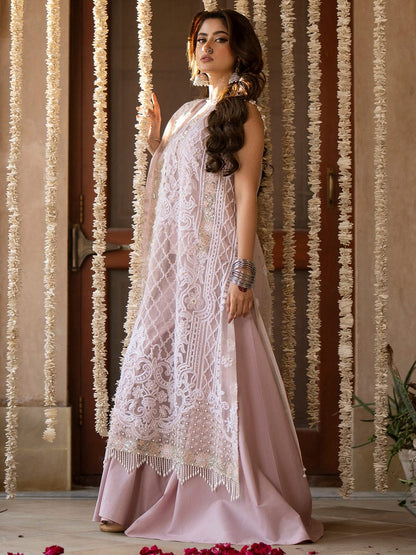 BIN ILYAS Dilbaro Luxury Tufting & Sequence Embroidered Organza Suit