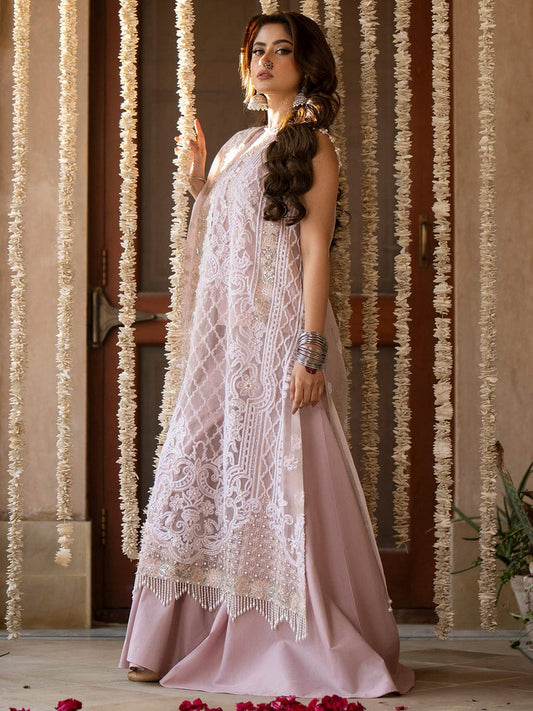 BIN ILYAS Dilbaro Luxury Tufting & Sequence Embroidered Organza Suit