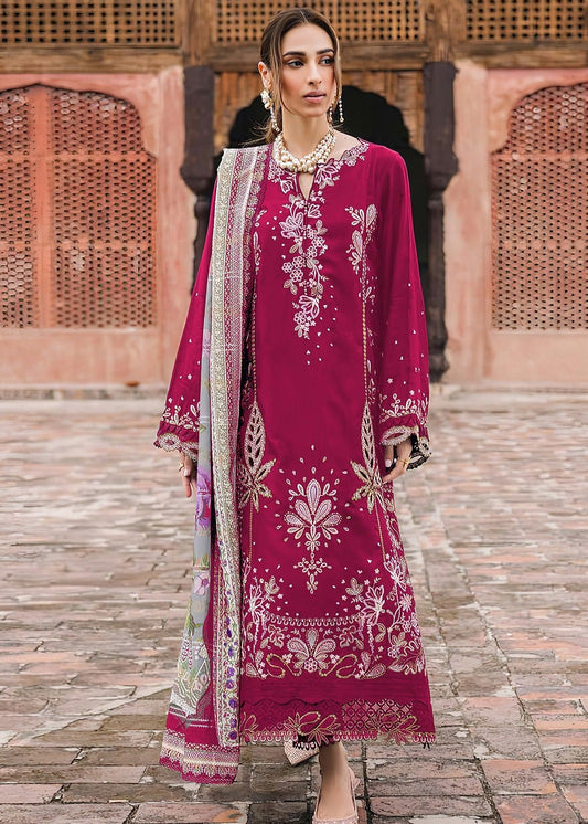 Nureh Heavy Chikankari Embroidered Airjet Lawn Suit with Bamber Chiffon Dupatta