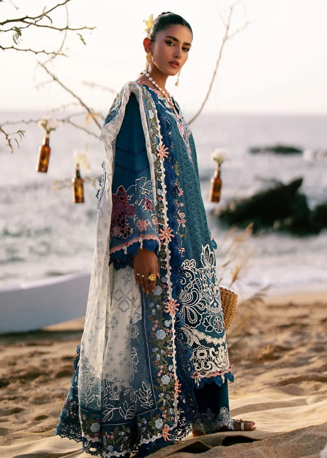 AJR Luxury Lawn Heavy Embroidered Collection with Organza Lace