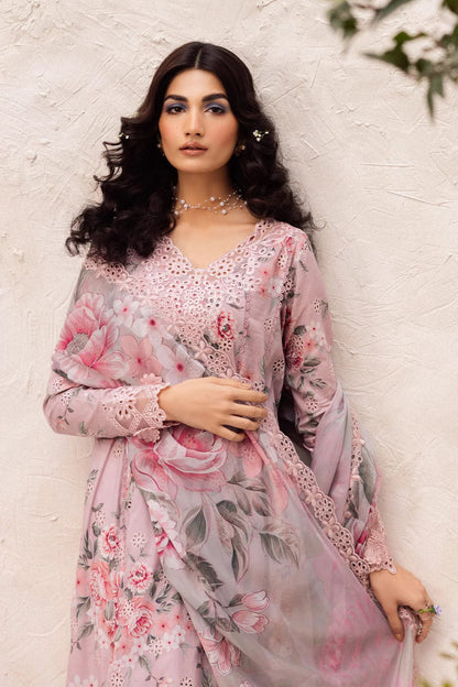 Iznik 3Pc Embroidered Lawn Suit With Digital Printed Chiffon Dupatta