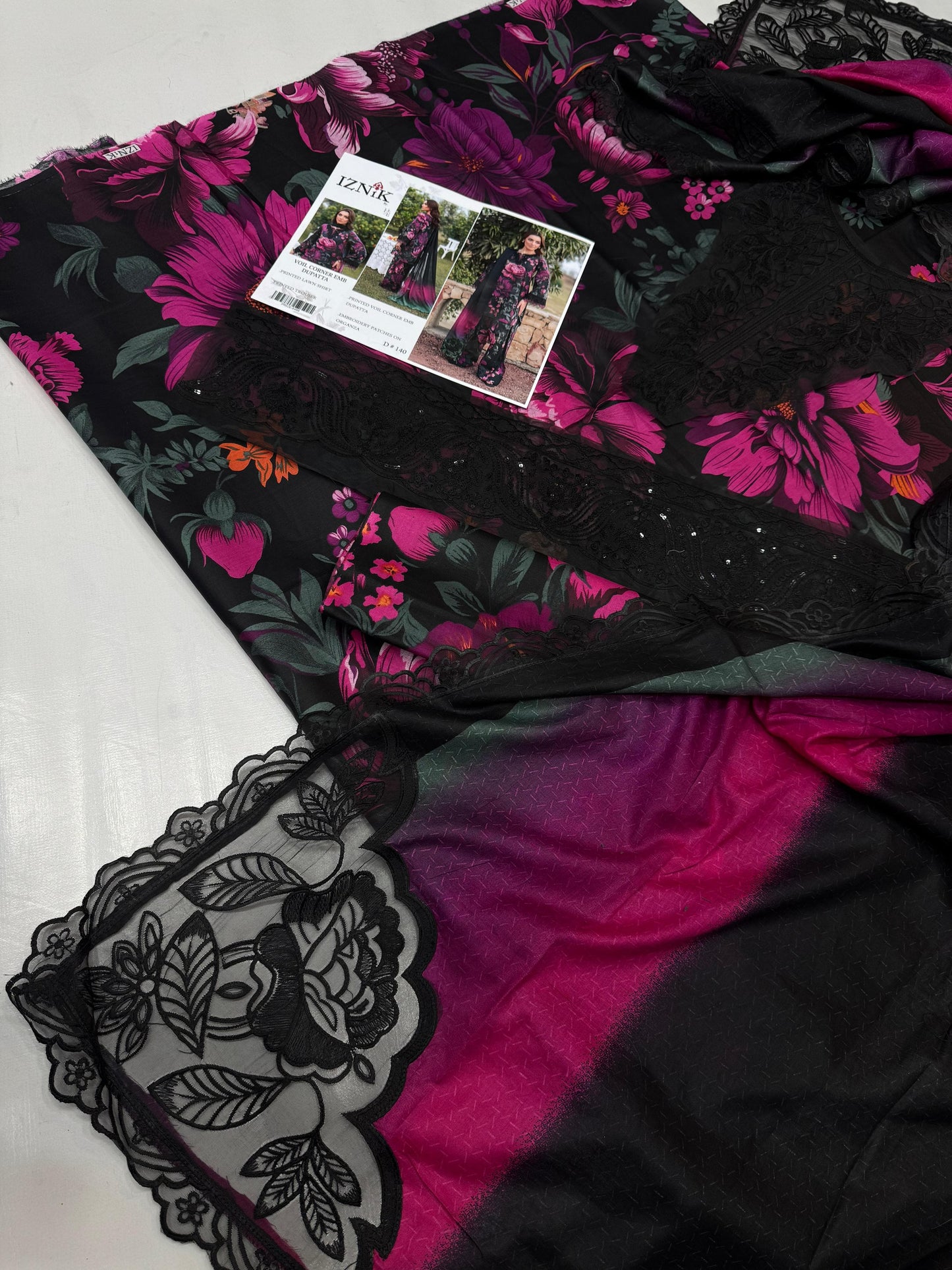 Iznik Hit Code with Voile Dupatta - Digital Printed Airjet Lawn Suit with Embroidery