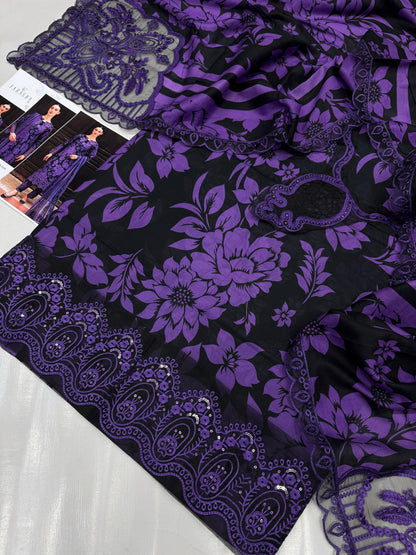 Iznik Hit Code with Voile Dupatta - Digital Printed Airjet Lawn Suit with Embroidery