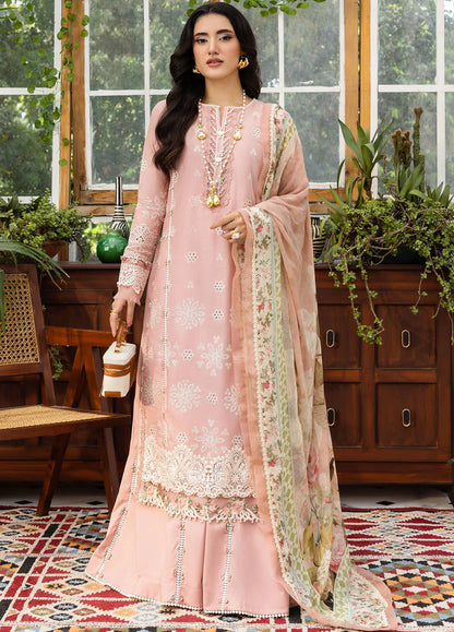 Elaf Luxury Lawn Collection Design - Heavy Embroidery Suit with Silk Printed Dupatta