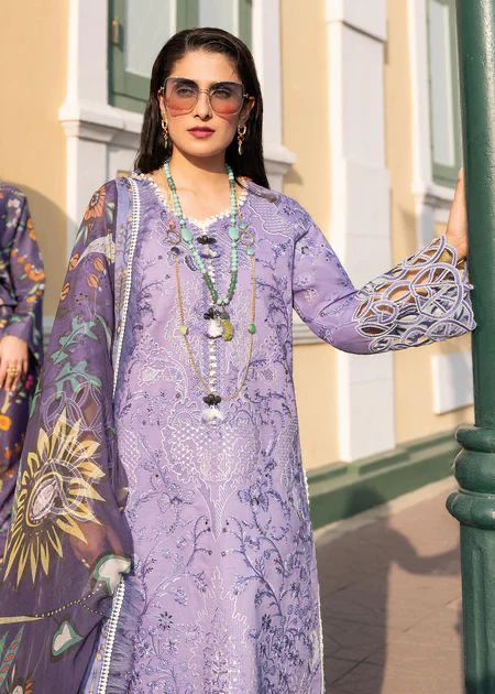 Mushq 3Pc Lawn Embroidered Suit With Digital Printed Diamond Dupatta